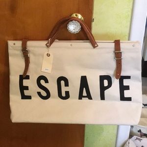 Canvas Tote Bag - Cream and Brown